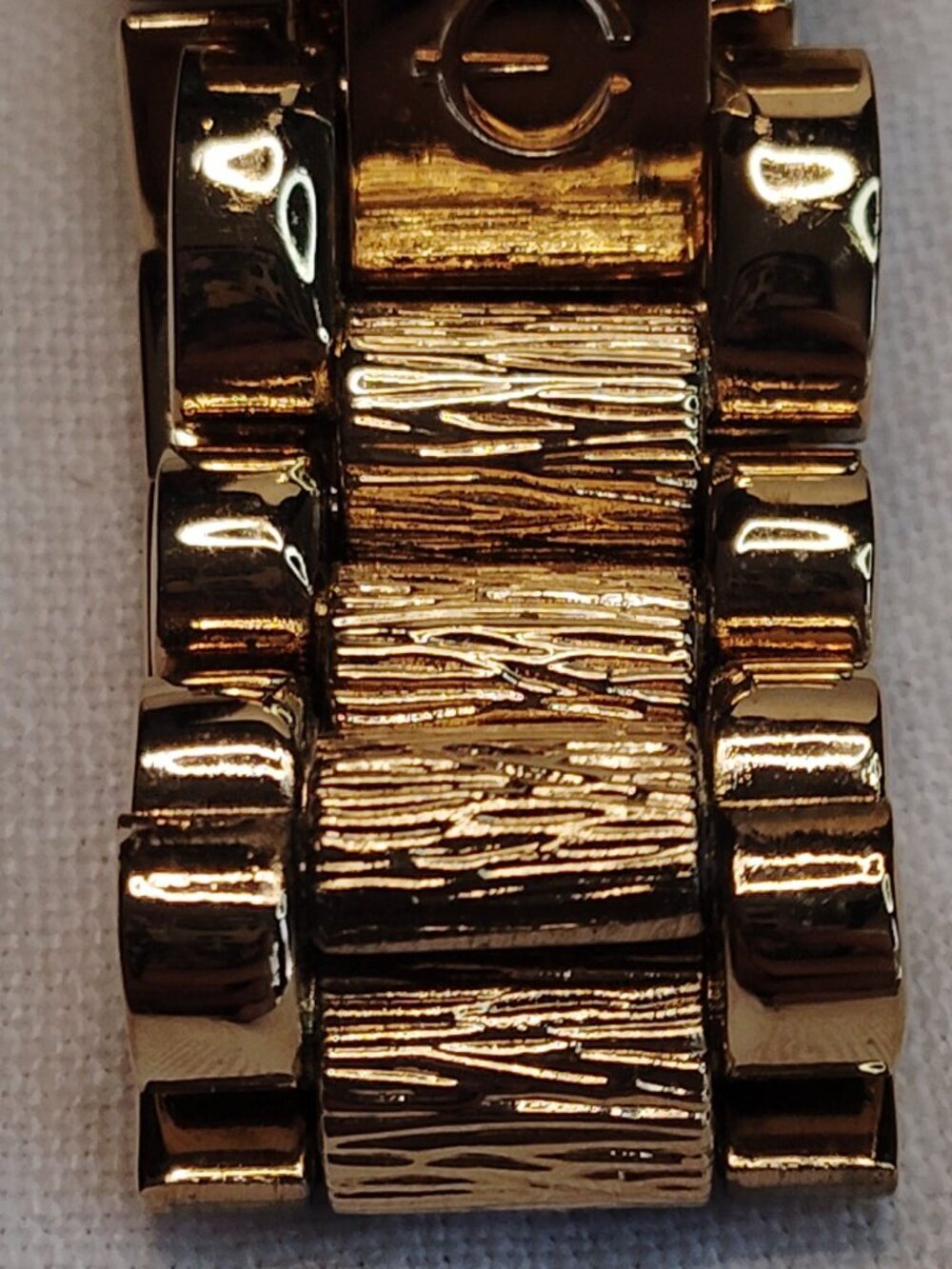 Vintage Gold‑Tone Rolex‑Style Link Bracelet • Fold‑Over Clasp • 2.5" - Picture 4 of 11